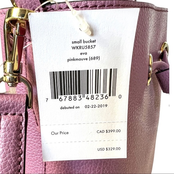 NWT Kate Spade New York EVA Pink Mauve Small Bucket Bag - Picture 12 of 16